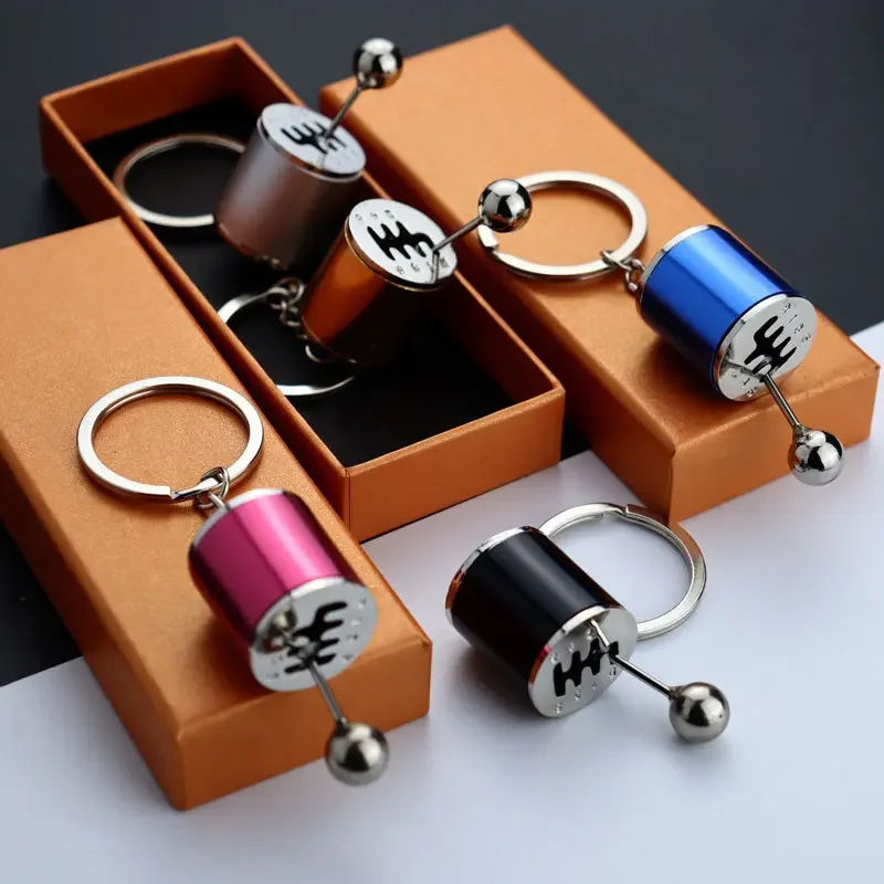 Car gear box keychain for men women imitation 6 speed manual car styling keyring gear knob shift gearbox stick gift car interior