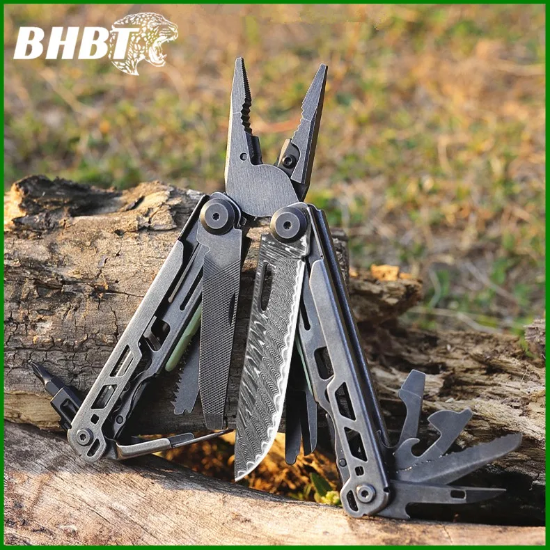 

BHBT 19 in 1 Multi Tool Pliers with Damascus Blade Hoxagon Wrench Folding EDC Outdoor Multi-tool Home Maintenace Tools