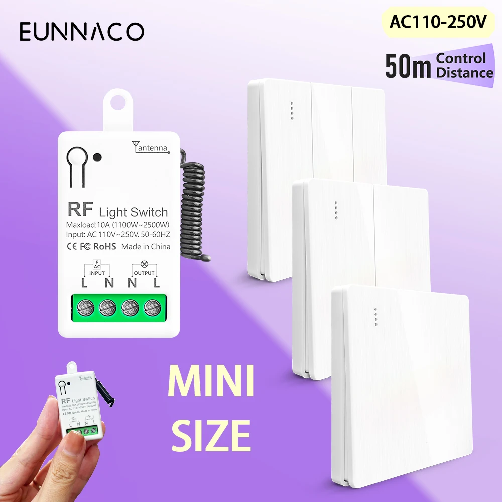 

Wireless Light Switch RF433MHz 110V 220V 10A Mini Relay Receiver transmitter 123Gang Panel Switch Interruptor for Light Lamp