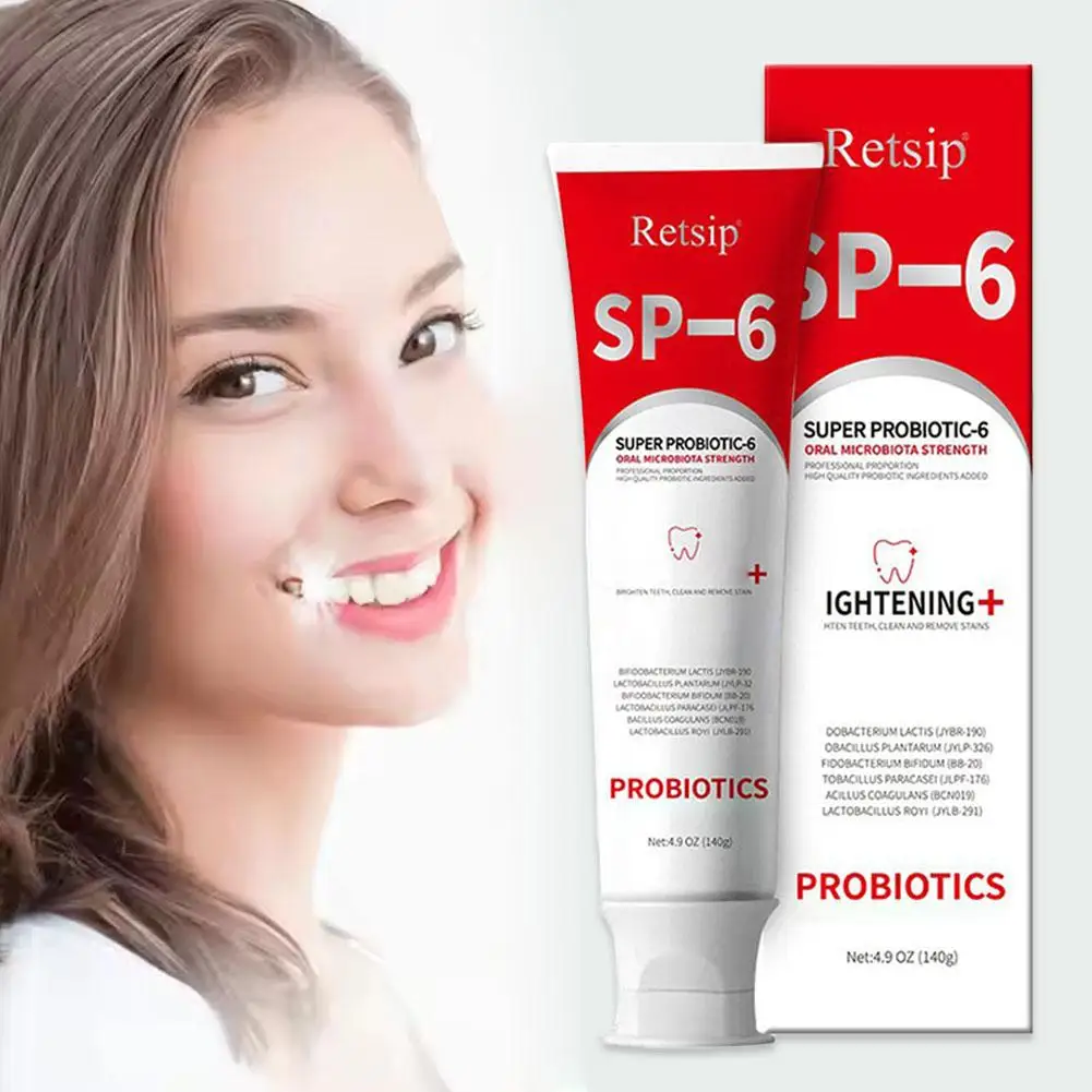 Dentifrice probiotique SP-6 pour blanchir les dents, haleine fraîche, élimine la plaque SAF, nourrit, améliore l'hygiène buccale M8F5, 140g