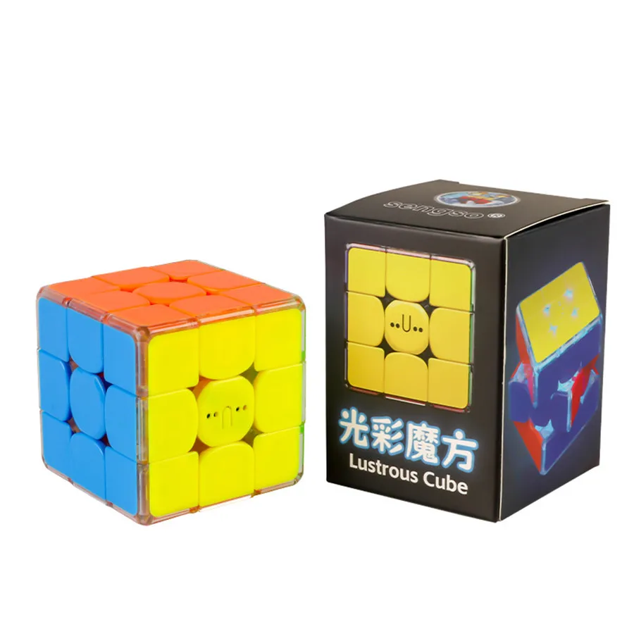 Sengso Magic Cube 3x3x3 큐브 Lustrous Cube Luminous Light Effect Magnetic 3x3 Magico Cubo Children\'s Puzzle Smooth Creative Toys