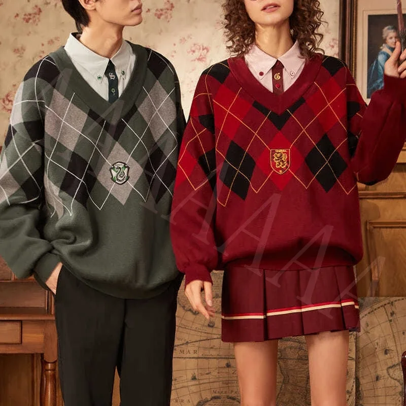 2024 Halloween costume  School of Witchcraft and Wizardry Hermione Long Sleeve Sweater Gryffindor Badge Slytherin Couple Loose K