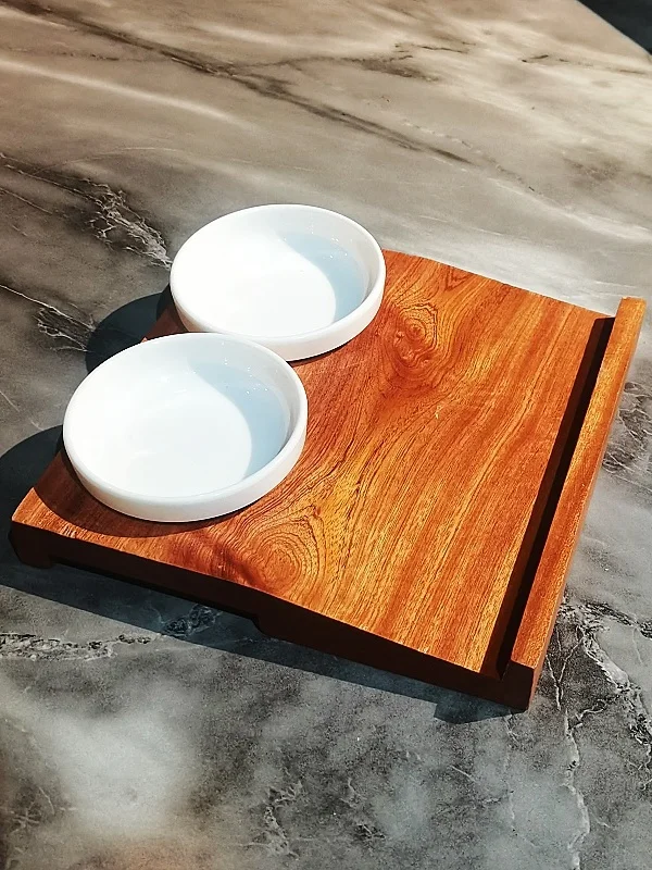 Plato de madera estilo coreano para pasteles de arroz fríos, plato de café vintage, plato para salsa y aperitivos, plato comercial para pasteles de arroz glutinoso