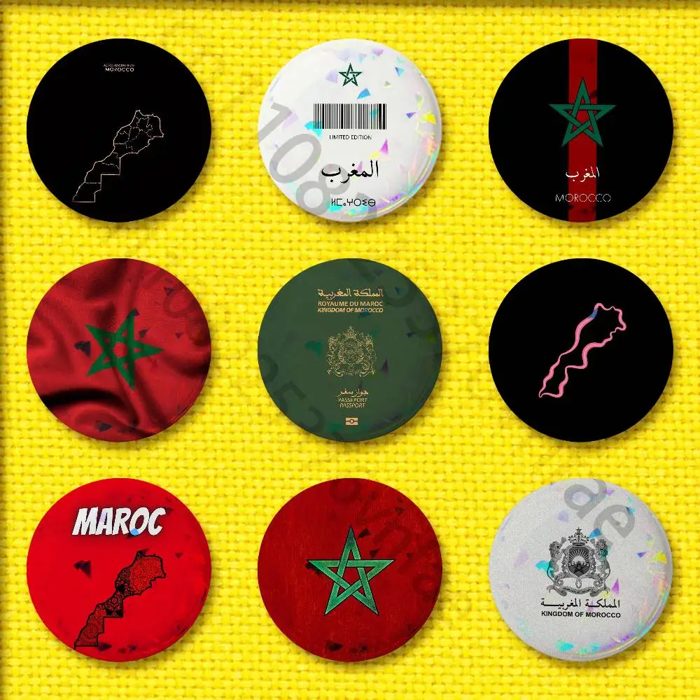Moroccan Morocco Flag Passport Map Badge For 32mm 25mm 44mm 75mm 58mm Round Pin Brooch Insignia Cover Souvenir