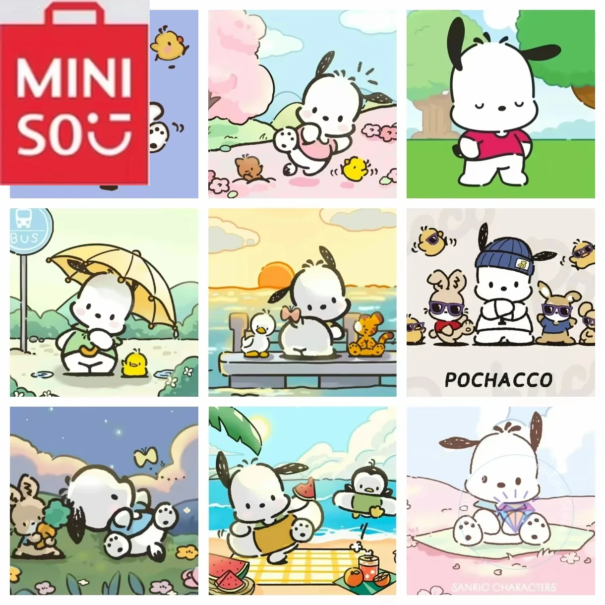 

MINISO Sanrio Cute Pochacco Diamond Painting Mosaic Embroidery Diamond Embroidery 5D DIY Set Home Decoration Children's Gift