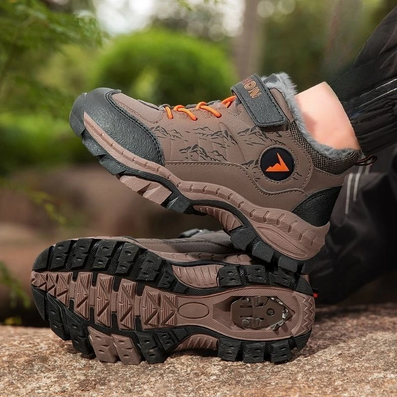 

Boys Winter Snow Boots 2026 Warm Fleece Lined Hiking Shoes Waterproof Anti Slip for Middle Big Kids Outdoor Trekking Footwear