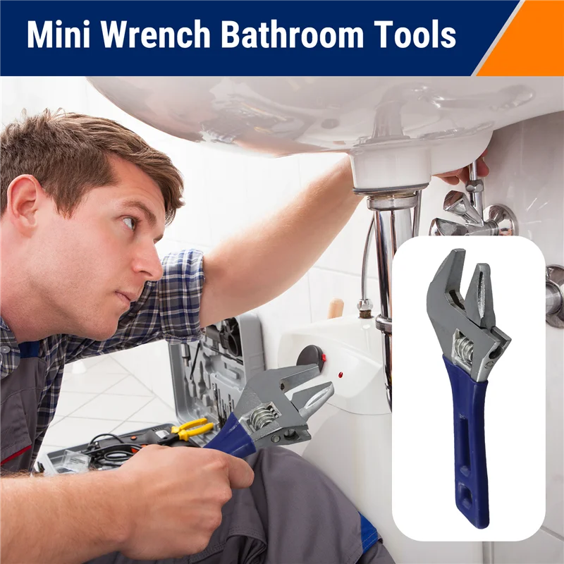 

N84R 2PCS Universal Adjustable Wrench Large Opening Short Handle Multifunctional Mini Wrench Bathroom Tools