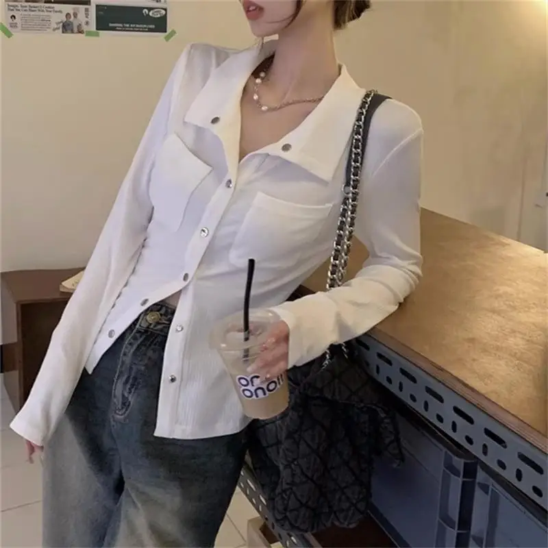 المرأة تي شيرت ربيع الخريف الملابس مضلع محبوك كم طويل بلوزات قصيرة سستة تصميم المحملة مثير الإناث سليم القمم