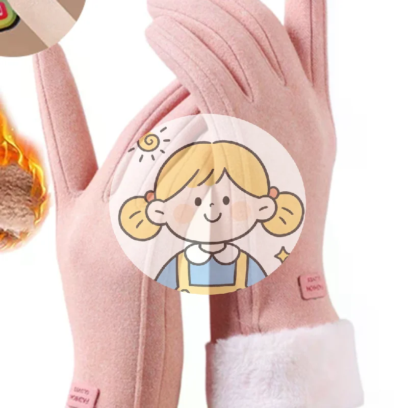 

.Fashion Women Warm Gloves Autumn Winter Touchscreen Gloves With Furry Cuff For Outdoor Activities Cycling Driving Sports Gloves