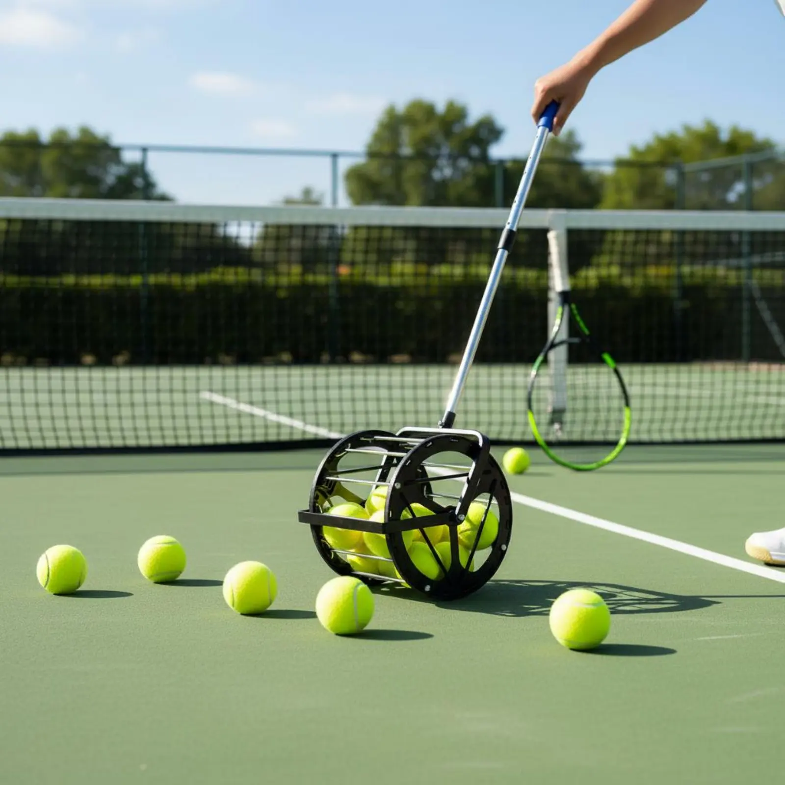 Tennis Ball Picker Training Helper Tennis Ball Collector Sports Gear Large Capacity Portable for Coaches