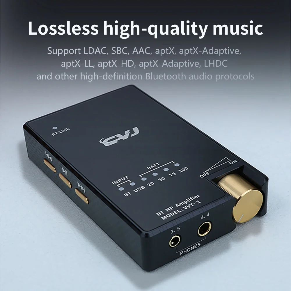 CVJ VVT-1 Dual ESS9039Q2M Portable Bluetooth 5.3 Decoding Headphone Amplifier Qualcomm QCC5125
