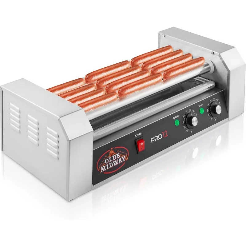 Olde Midway Electric 12 Hot Dog 5 Roller Grill Cooker Machine 700-Watt - Commercial Grade