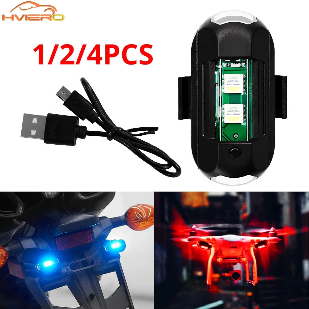 

1/2/4pc Drone Aircraft Motorcycle Tail Lamp USB Car Warning Safety Signal Light Bicycle Magnetic Strobe Universal Multiple Color