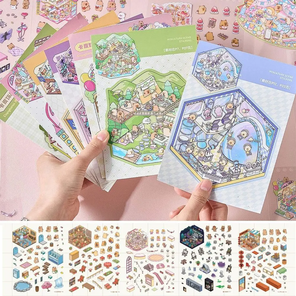 

Guinea Pig Town Miniature Landscape Sticker Collection PET Decompression DIY Cabin Scene Sticker DIY Visual Stacking