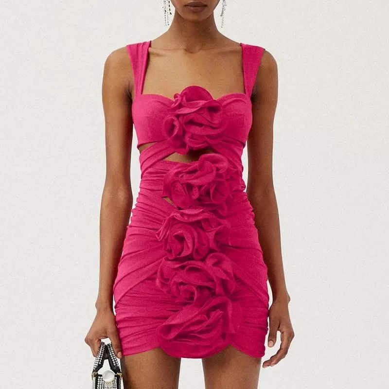 

One-piece Swimsuit, Floral Design, Red, Pink, Slim, Fashion, Solid, Vacation, Beach Outfit, New, 2024