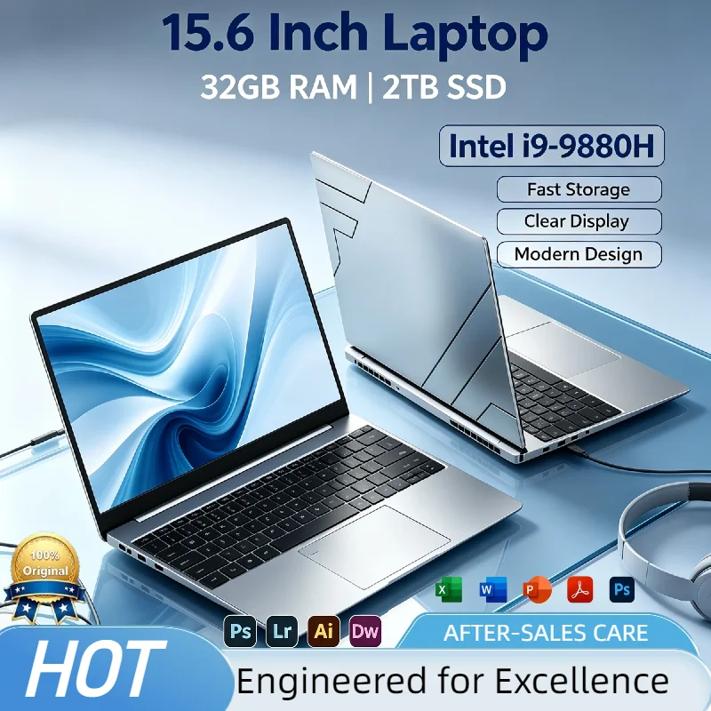 Intel Core i9 9880H 15.6 Inch Gaming Laptop 32GB RAM 2TB SSD 1920x1080 Ultra Slim Office Study Home Pro Ultra