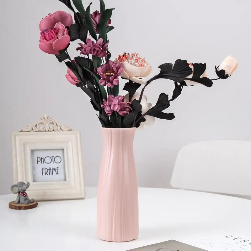 Plastic Dried Flower Vase With Minimalist Geometric Plastic Flower Pot Living Room Small And Fresh Flower Arrangement Decoration