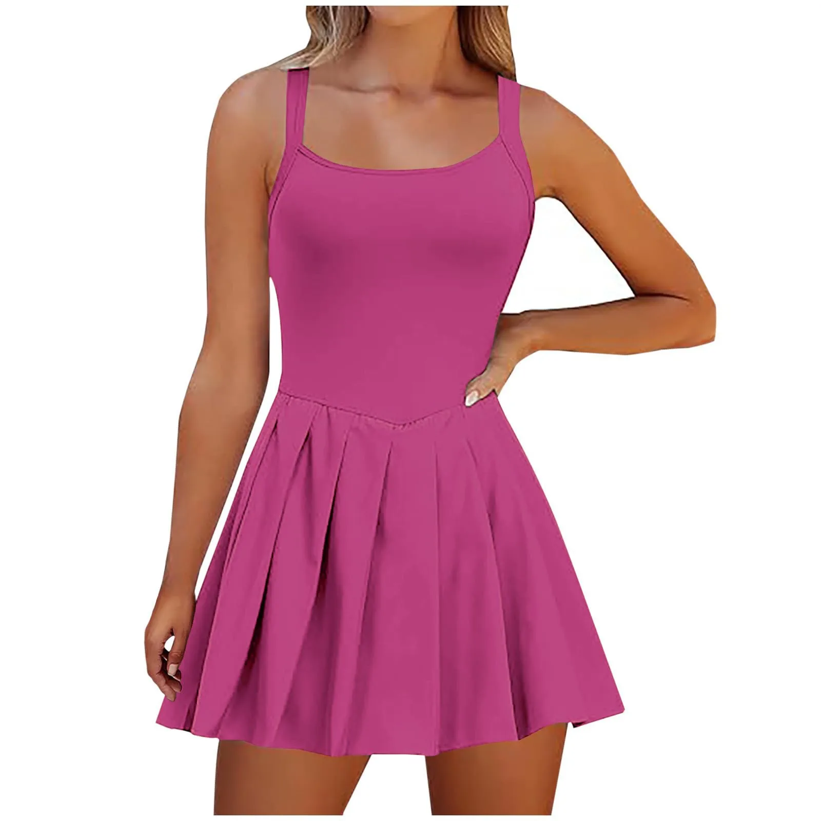 Women'S Fashionable Solid Color Sleeveless Casual Sports Short Strap Dress Elegant Dresses For Women Vestidos De Mujer  платье