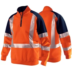 Mens Boys New Hi Vis riflettente visibilità felpa con cappuccio Contrast Patch felpa con cappuccio da lavoro giacca con cappuccio