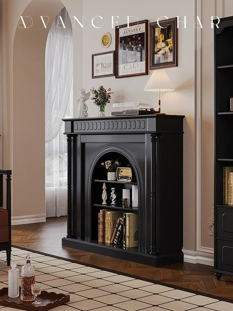 French fireplace decorative cabinet, living room, American home black internet famous foyer cabinet, storage rack, storage Hot s