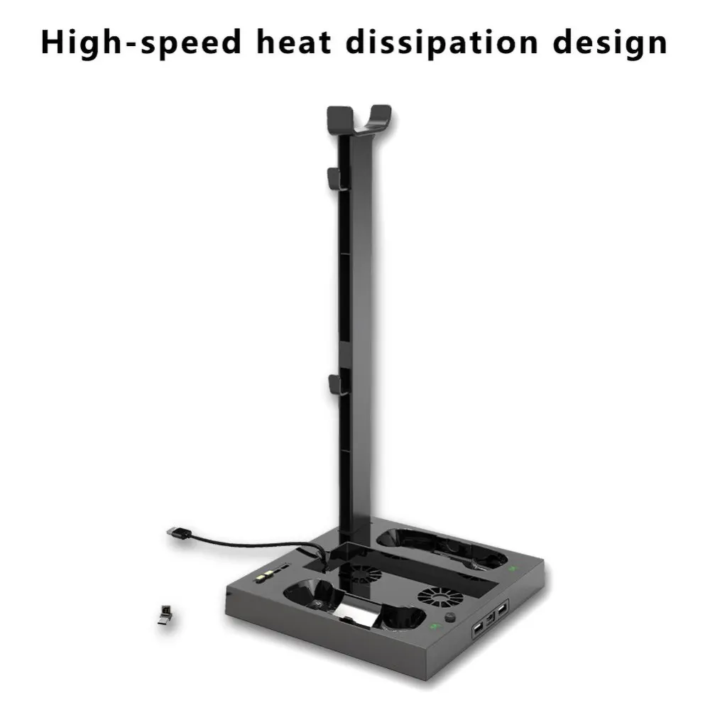 Multifunctional Charging Stand With Cooling Fan For PS5/Xbox Series X/S LED Dual Controller Charger Headphone Gamepad Holder