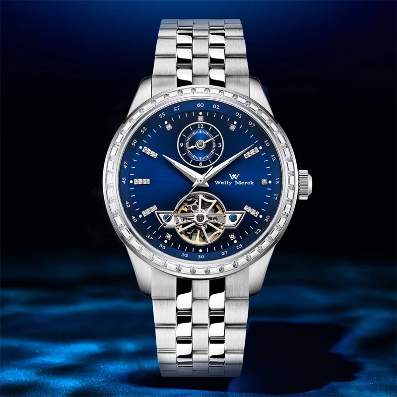 WM Watch Waterproof Skeleton Mechanical Watch with Sapphire Crystal and Stainless Steel Case, Welly Merck 134M
