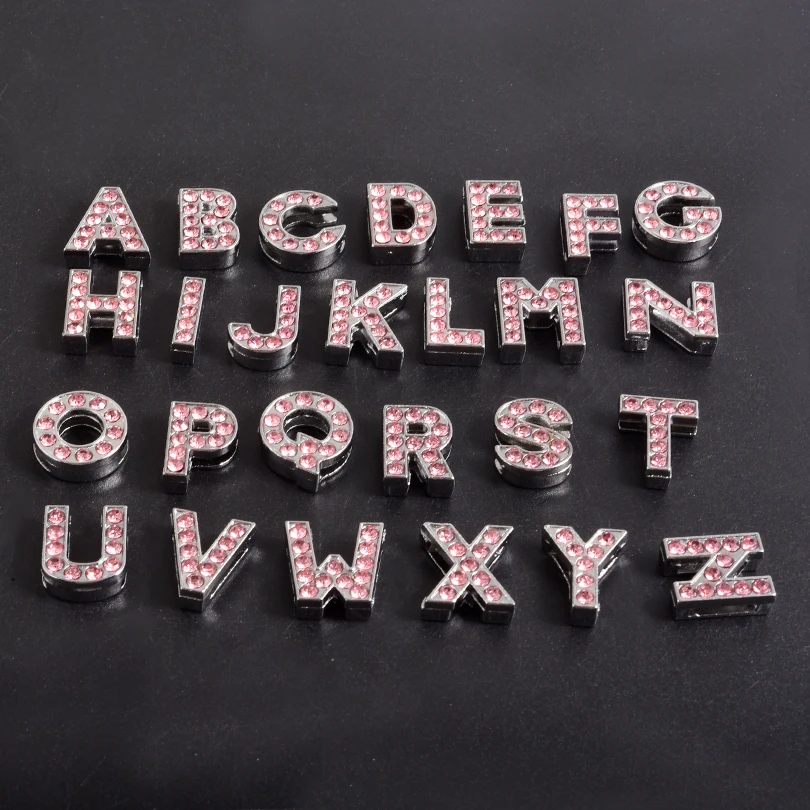 9/26Pcs 8mm Rhinestones A-Z Letter Alphabet Number Slide Charms For Wristband Bracelet Jewelry Making Mix Initial Words Bedels image 3