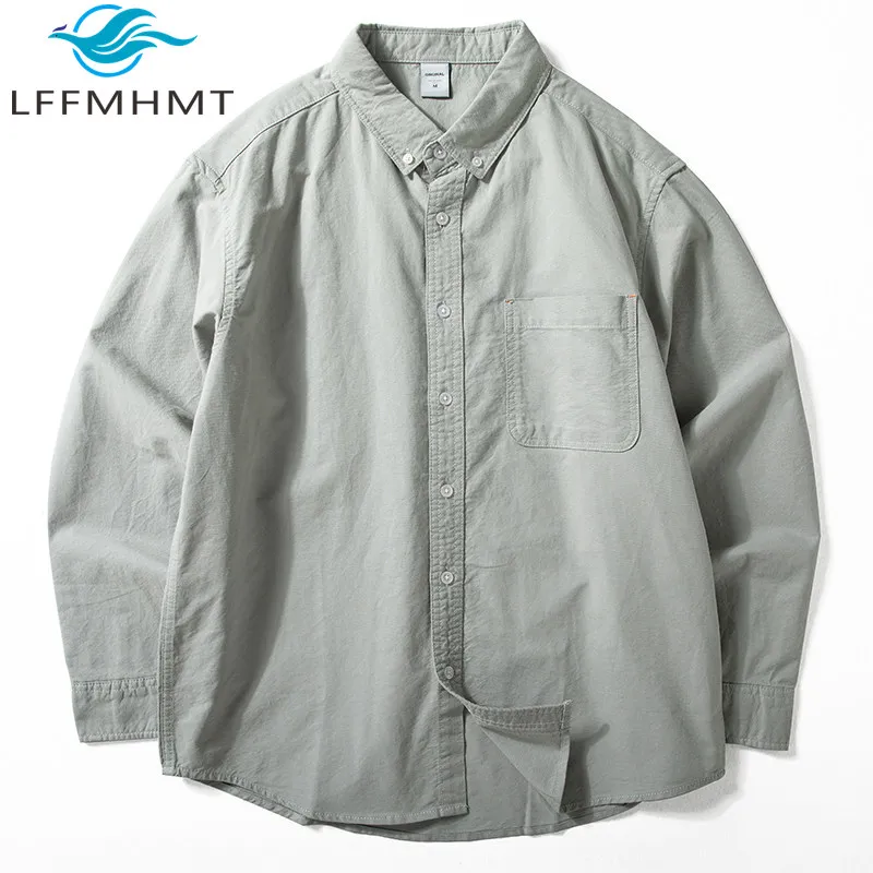 Men 100% Cotton Shirt Lapel Long Sleeve Loose Classic Comfort Layering Trendy Versatile Casual Spring Fall Top