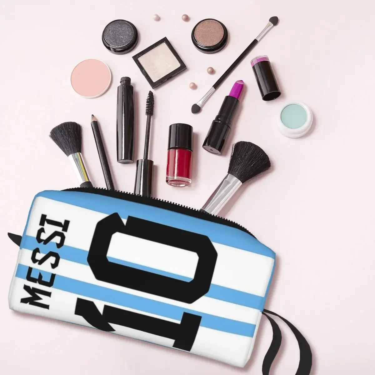 Messi 10 Borsa per il trucco da calcio per calcio Lionel Football Argentina Borsa per cosmetici Borsa da toilette Borsa per organizer per donna