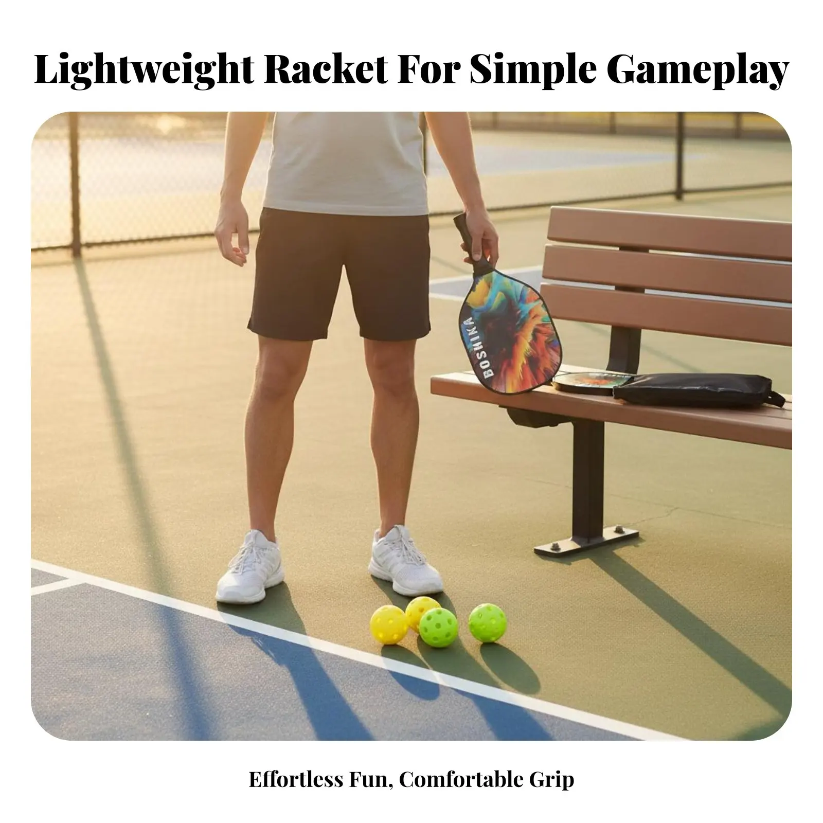 

Pickleball Paddle Set Fun Cartoon Design Poplar Wood Pickleball Paddles Long-Lasting Shielded Rim Shock Absorbing for Outdoor