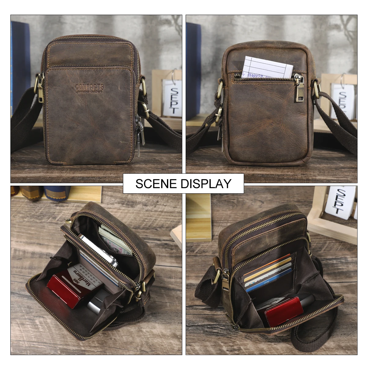 Vintage Genuine Leather Men Shoulder Crossbody Bags Luxury design Handbag Messenger Phone Cards Bag Tote Travel Men Daily Bag