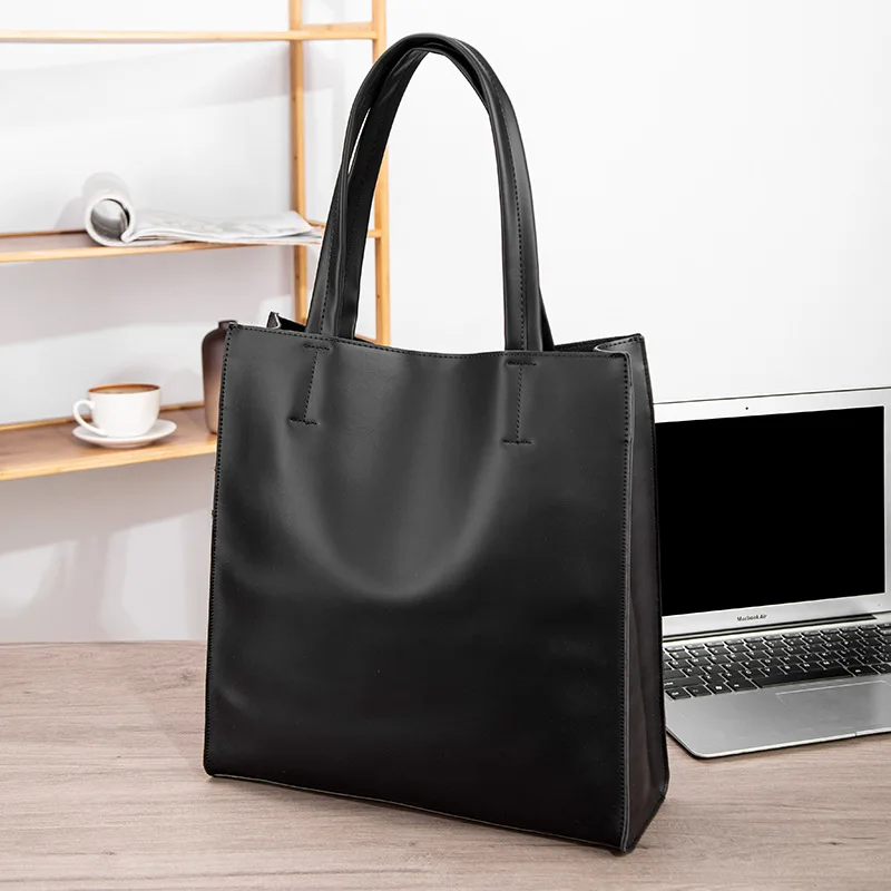Borsa da uomo in pelle pu casual da strada con tracolla verticale di grande capacità, borsa da lavoro