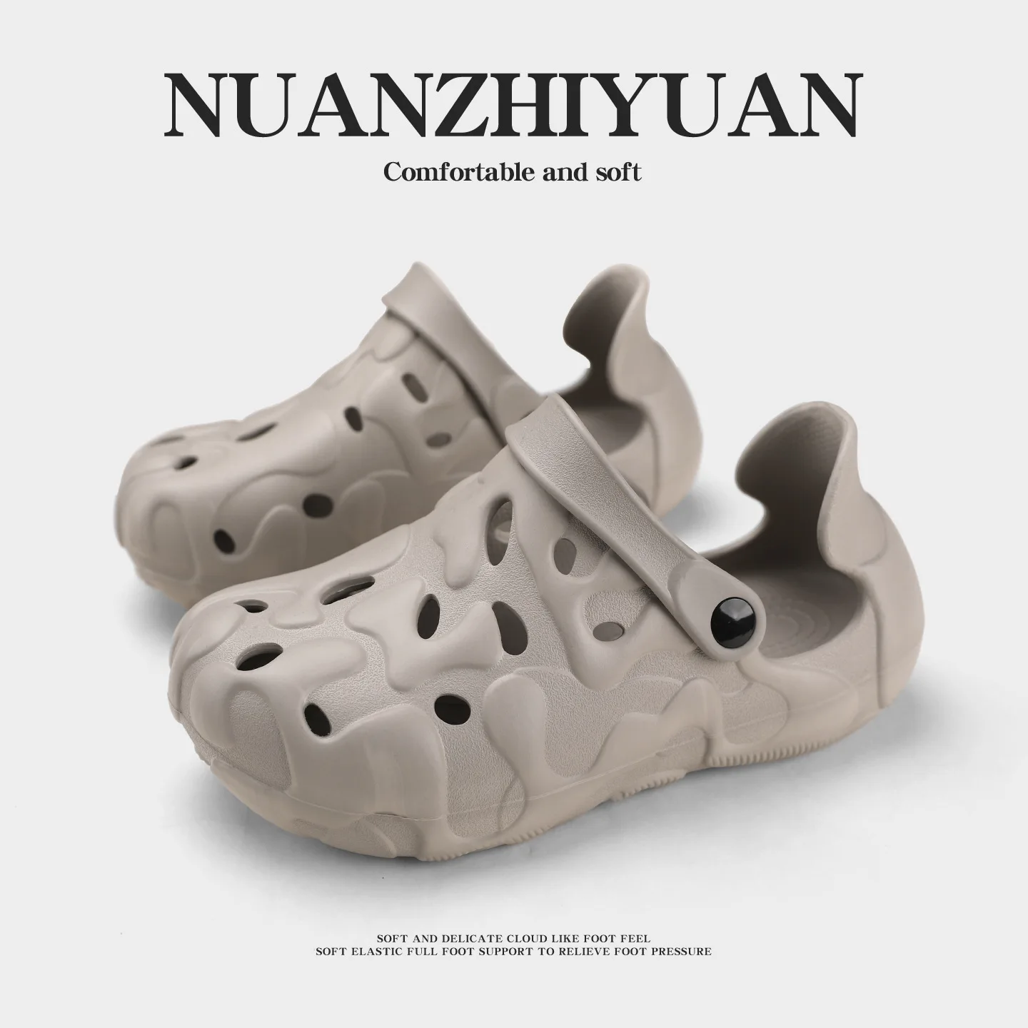 2026 Fashion Couple Closed Toe Clogs Simple Daily Hole Shoes with Thick Sole Non slip Comfortable Beach Slippers