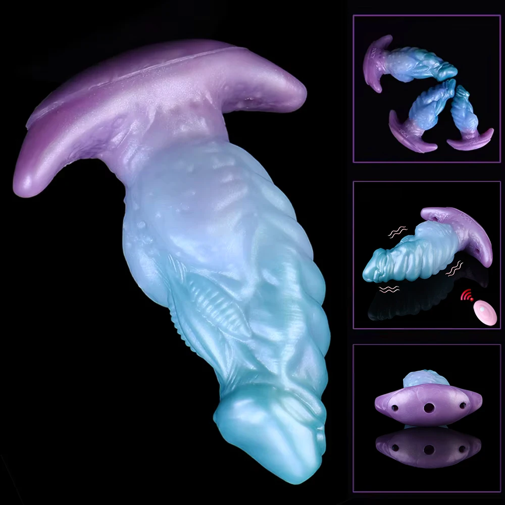 YOCY Fantasy Silicone ANAL PLUG,Wearable Butt Plug,With Fox Tail,Mouth Gag,10 Modes Vibrators Men Feamle Prostate Clit Massager