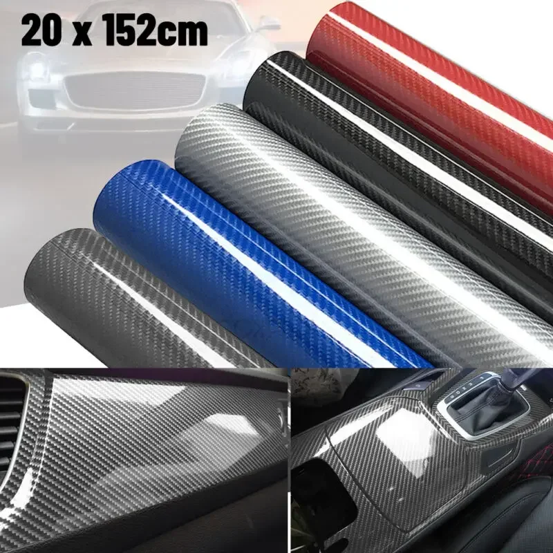Autocollant de protection imperméable DIY 6D, film vinyle brillant en fibre de carbone pour l'intérieur de voiture, accessoires extérieurs pour moto et automobile