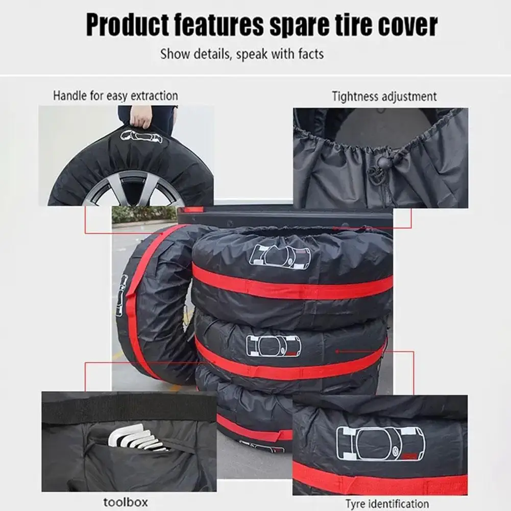 Car Spare Tire Cover Case Nylon Auto Wheel Tires Storage Bags Vehicle Tyre Waterproof Dust-proof Protector Styling Accessroies