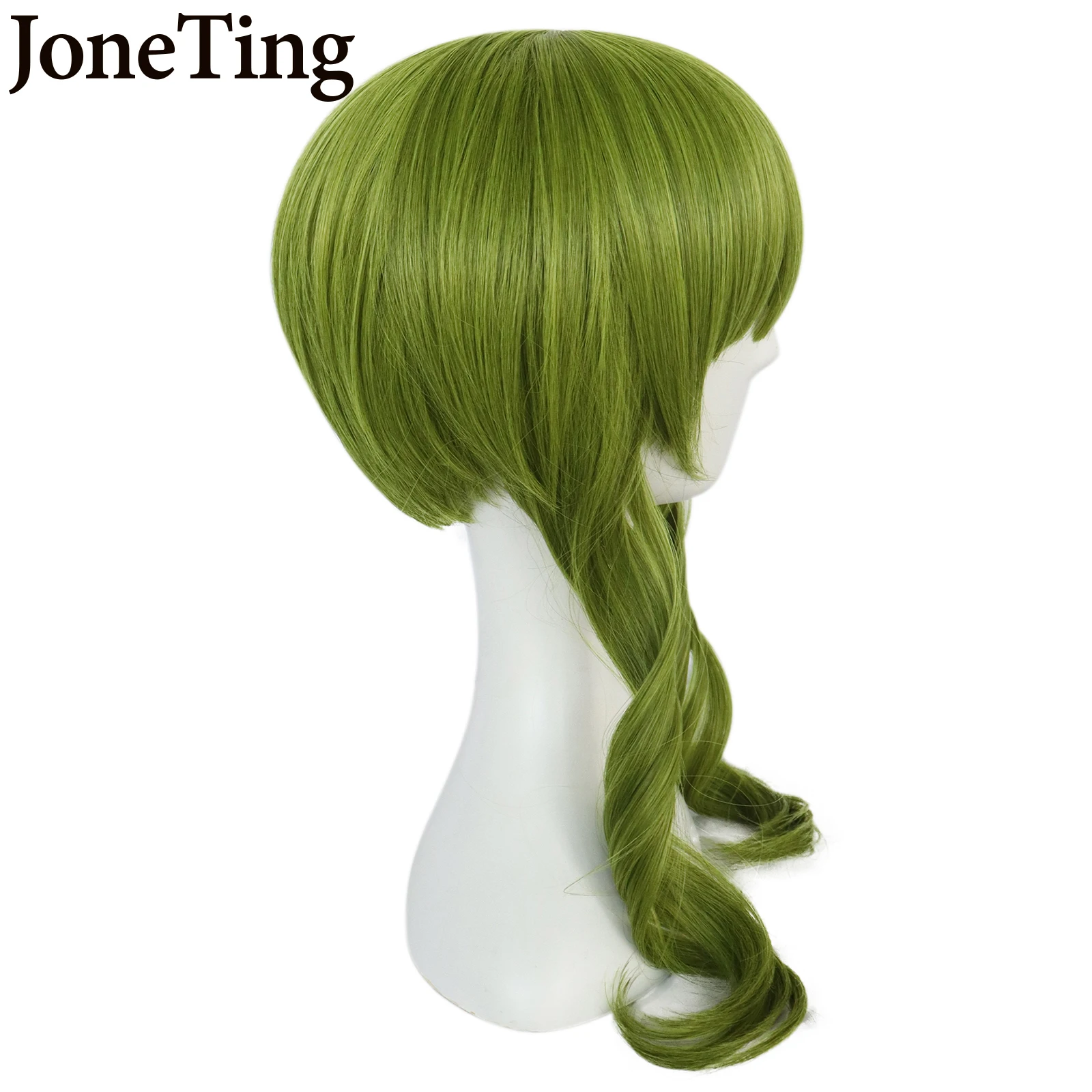 JT Synthetic Dead Master Cosplay Wigs Anime Black Rock Shooter Long Curly Green Wig with Bangs Heat Resistant Fiber Halloween