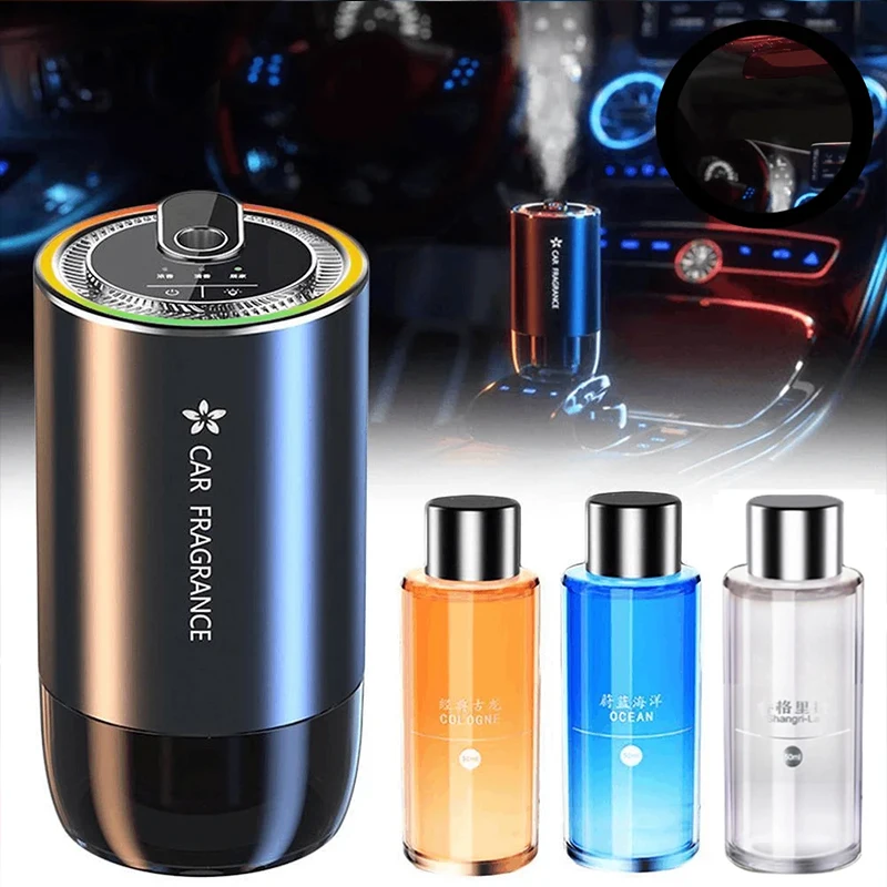 1000mAh Car Air Freshener USB Rechargeable Fragrance Diffuser LED Light Smell Distributor Aromatherapy Scent Air Refresher