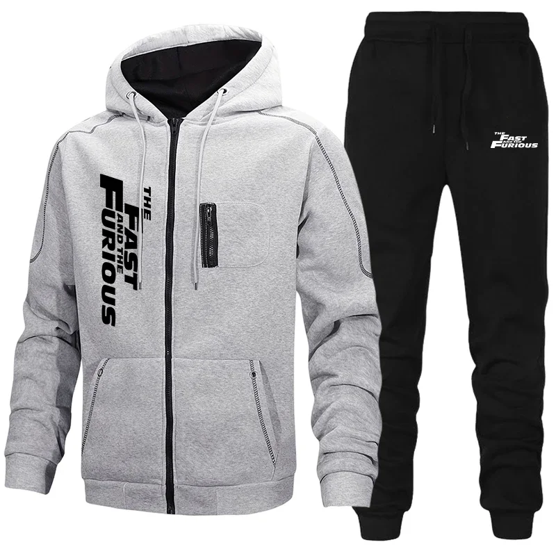 2026 Autumn Winter Popular Men Women Tracksuit Zipper Hooded Jacket+Running Pants 2 Piece Set Unisex Print Casual Coat Clothing view 2
