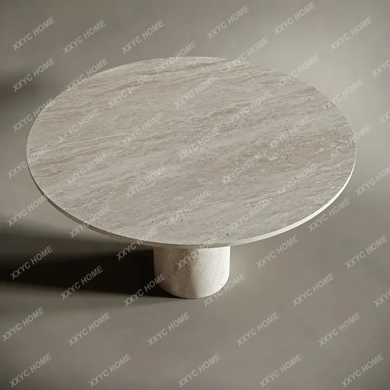 XX simple natural travertine dining table round restaurant dining table round table