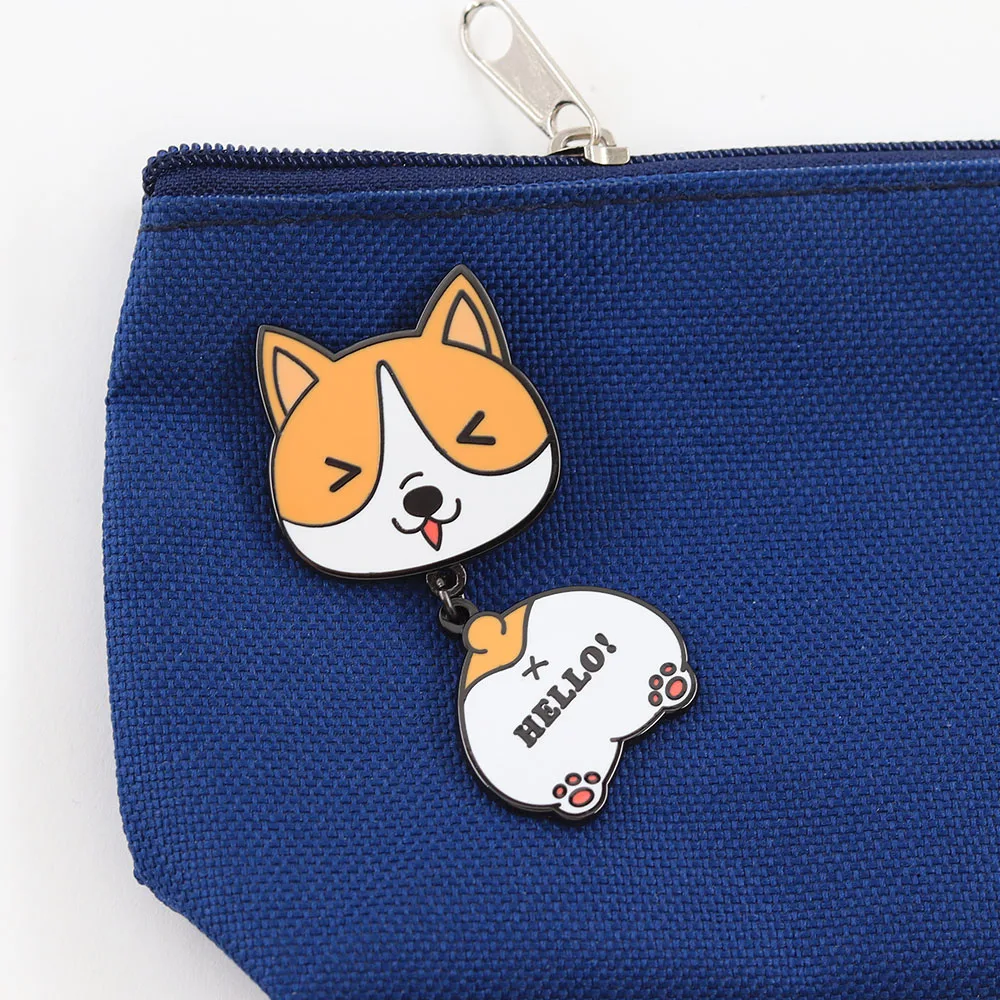 Lustige Corgi-Hund-Emaille-Anstecker, kreativer Corgi-Po mit „Hallo!“ Buchstaben-Broschen, hängende Tier-Abzeichen, Taschen-Reversnadel, Schmuckgeschenk – Detail 7