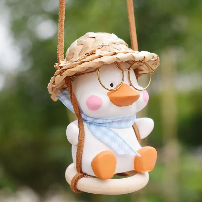 1 PC Cute Anime Little Duck Swing Car Pendant Interior Auto Rearview Mirror Ornaments Pendant For Car Accessory Gift for Friends