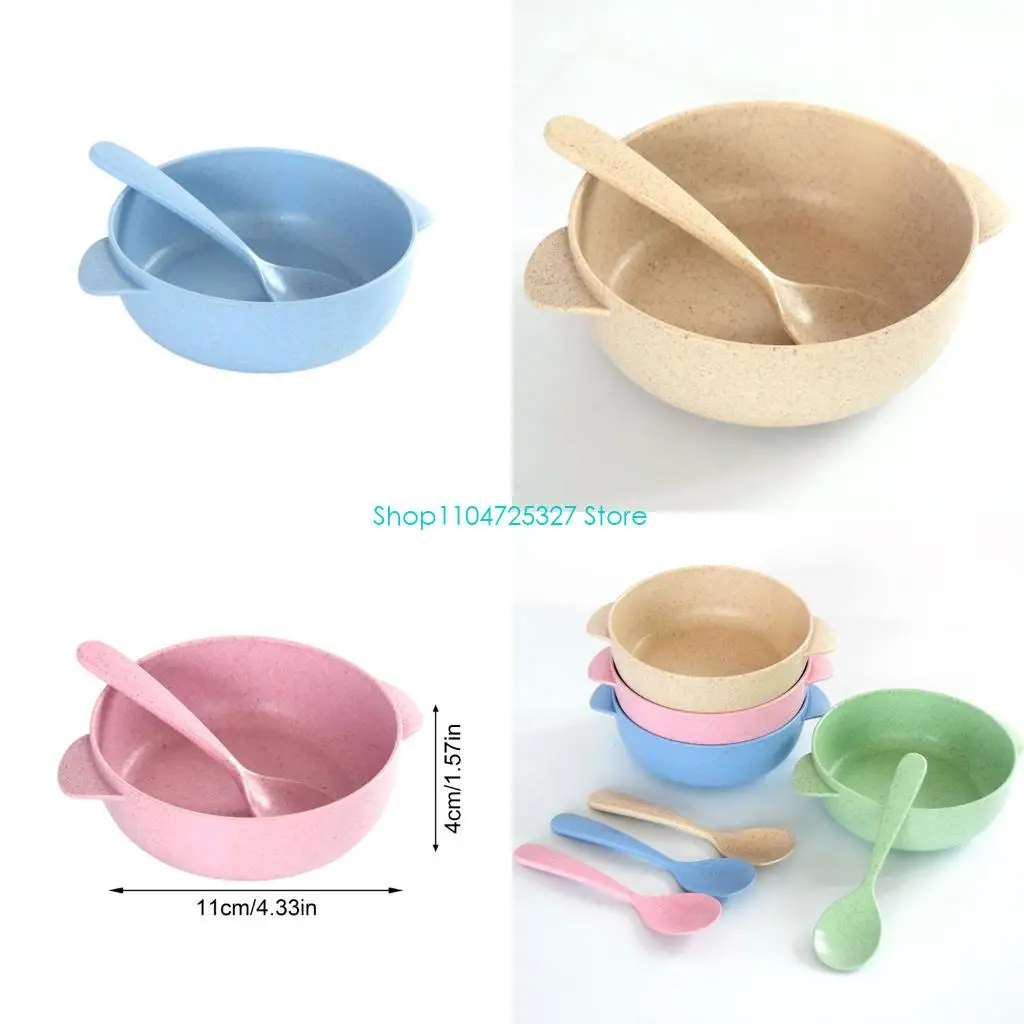 D8KF Unbreakable Wheat Fiber Bowl for Children Heatproof Kitchenware with Natural Design