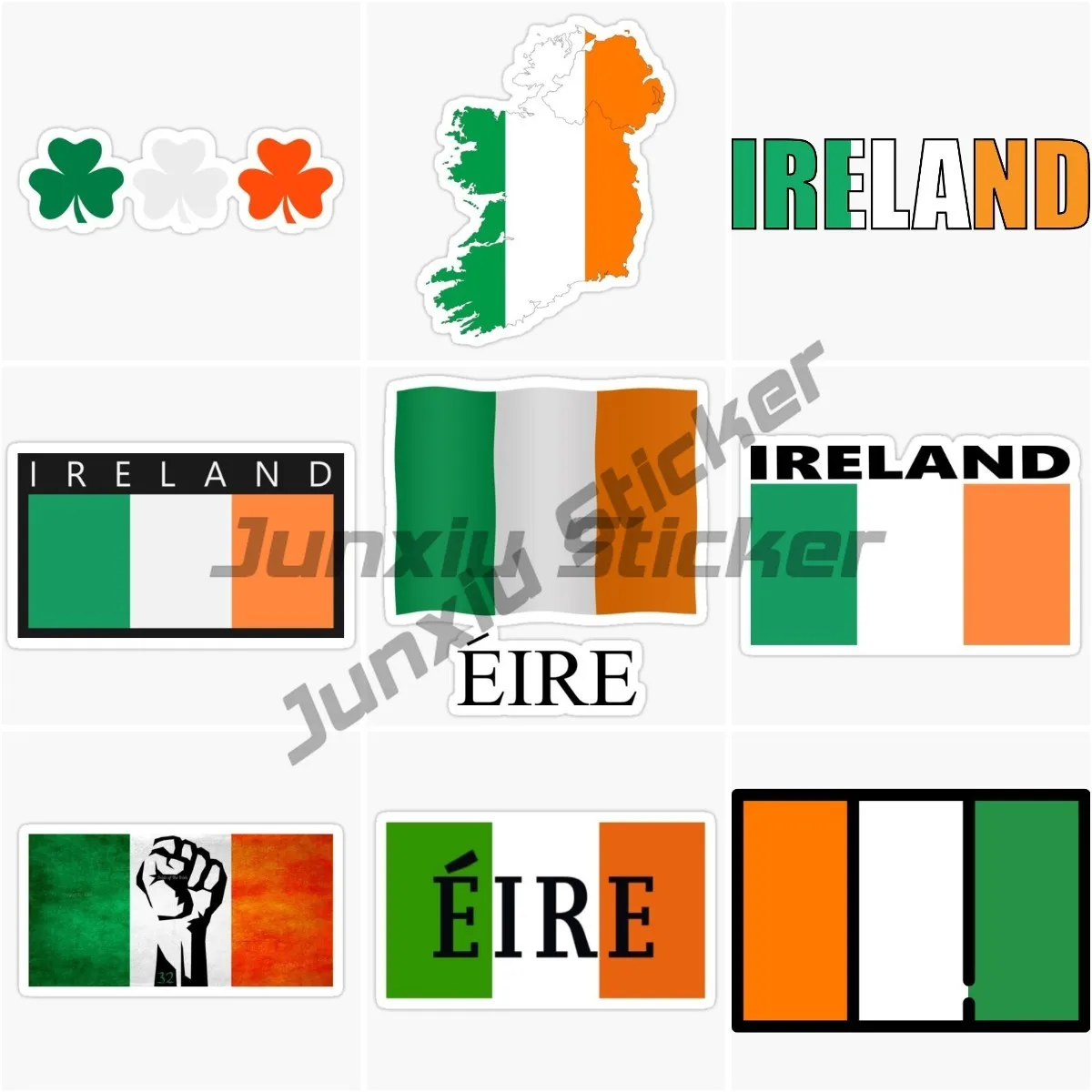 Irish Flag Emblem Car Stickers Vinyl Self Adhesive Flowers Suitable for Motorcycle and Bicycle Decoration Stickers