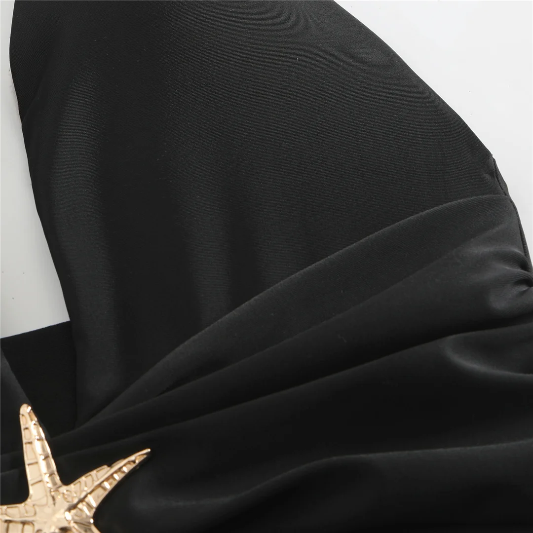 Sexy mit Rock, tiefem V-Ausschnitt, Metallstern, Damen-Badeanzug, einteiliger Badeanzug, rückenfreier Monokini, Badebekleidung, Badeanzug, Modell V6816. – Detail 23