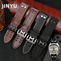 Genuine Lea/ther Strap For Hamilton H760250 H77616533 Watch Band Rivet Men Military Pilot Field Aviation Wrist Bracelet 20 22mm