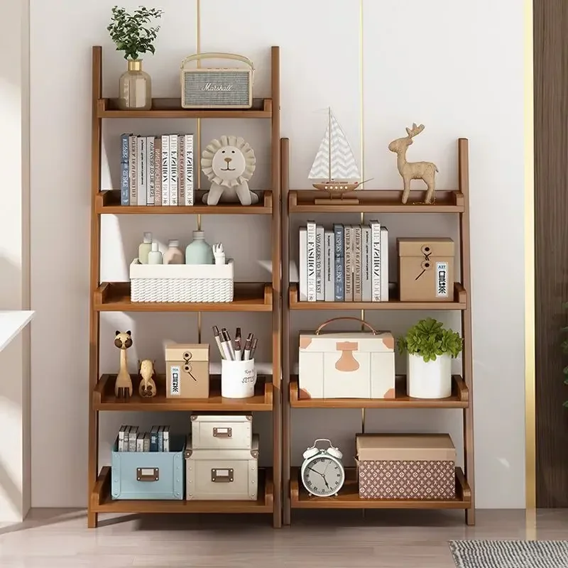 Living Room Cabinets Storage Rack Solid Banboo Against Wall Nordic Bookshelf Bedroom Bedside Rack Storage Racks Furniture