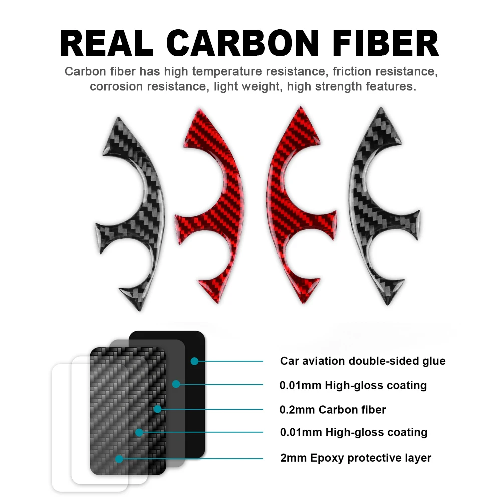 Carbon Fiber Steering Wheel Cover Trim For Mercedes Smart 453 Fortwo Forfour 2016-2017-2018-2020-2024 Real Car  Sticker view 4