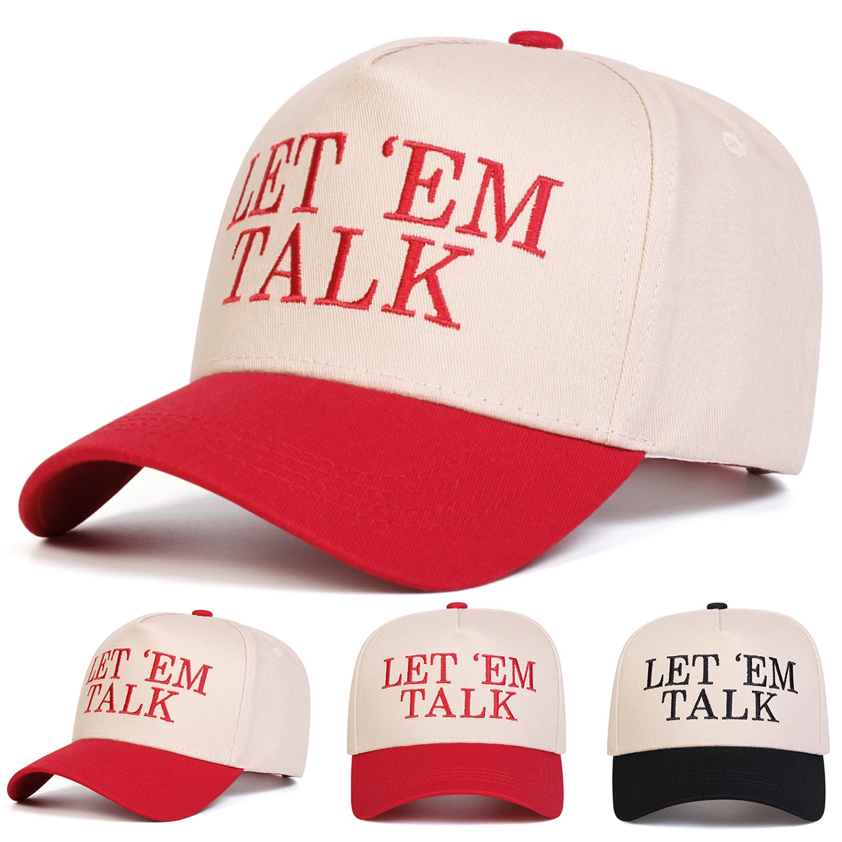 Unisex LET EM TALK Baseballkappen mit Stickerei, für Frühling und Herbst, für den Außenbereich, verstellbare Freizeithüte, Sonnenschutzhut, Sportkappe