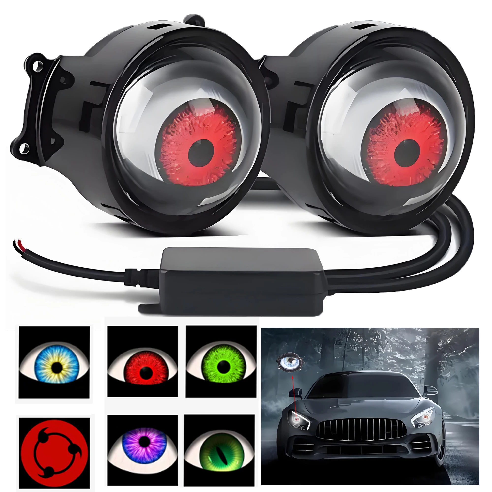 

1PCS/2PCS Modified Car Eye Headlights 3-inch Dynamic Devil's Eye 12-36V LED Remote Control Atmosphere Decoration LED Waterproof